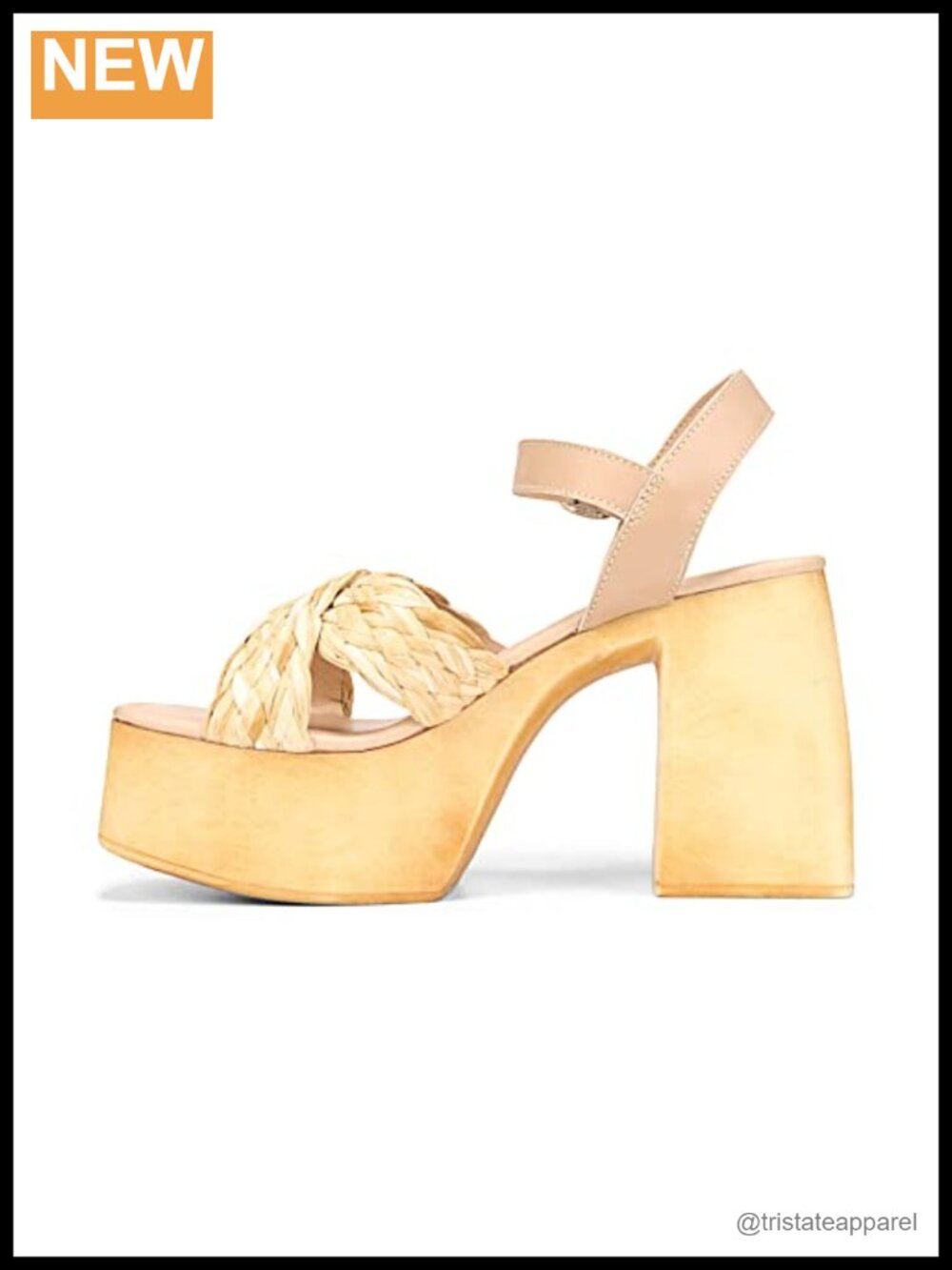 Leather Platform Sandals Chunky Block Heel Ankle Strap